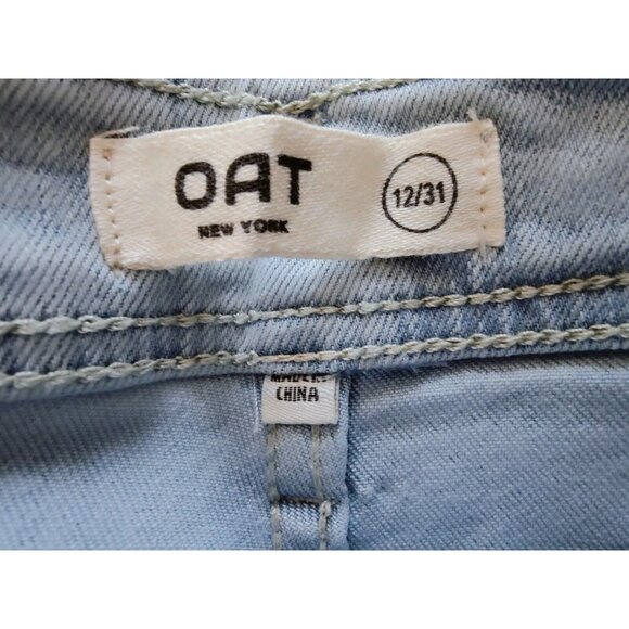 Oat New York High Waist Wide Leg Raw Hem Light Wash Jeans 12 (31x30) NWT - Picture 7 of 11